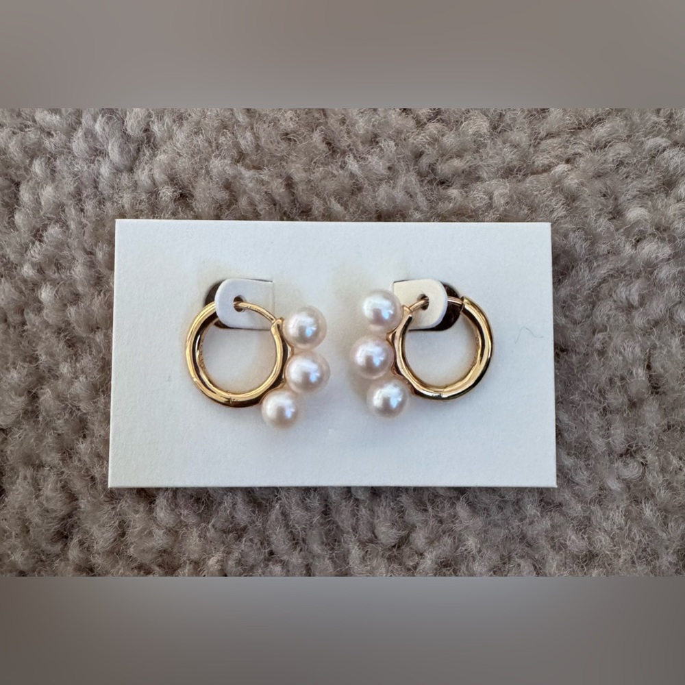 Mejuri Bold Pearl Trio Hoop Earrings — Gold